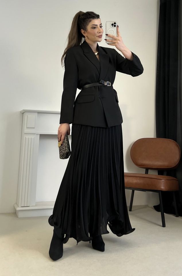 Siyah Tek Düğme Blazer Ceket