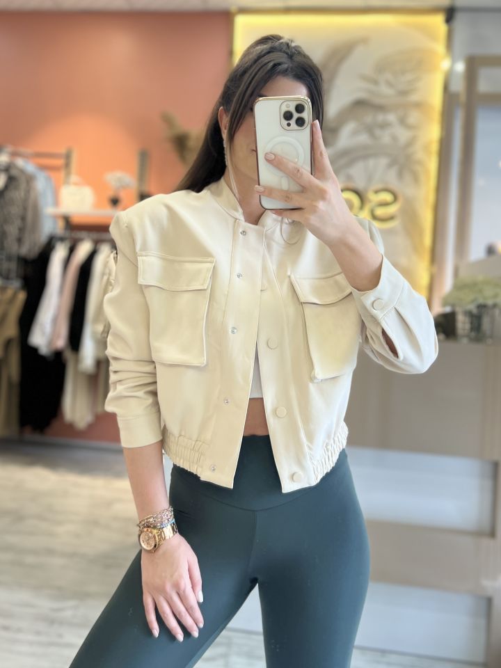 Bej Bomber Ceket