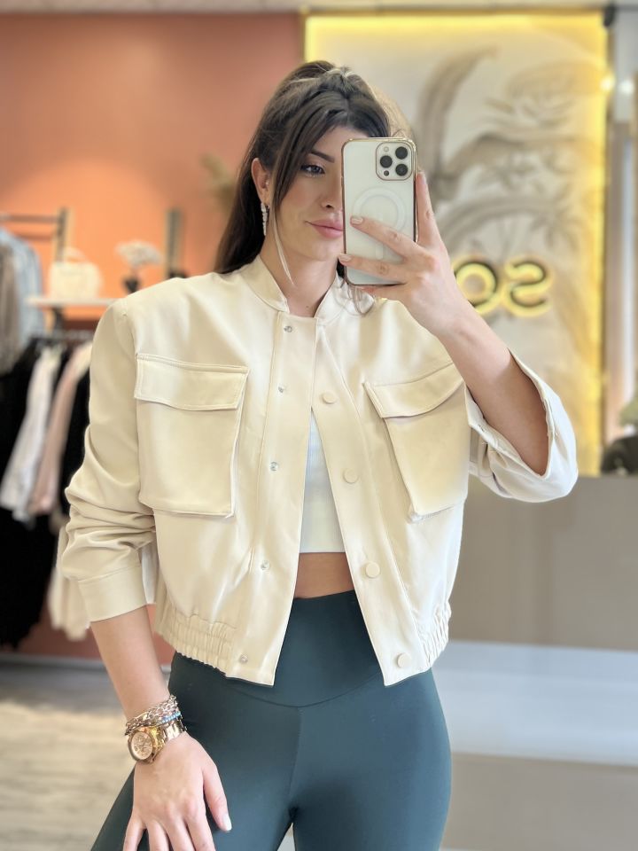 Bej Bomber Ceket