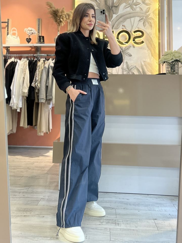 Paraşüt Kumaş Şerit Detay Pantolon