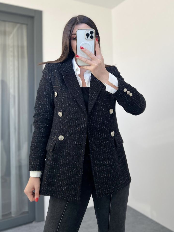 Tüvit Simli Blazer Ceket