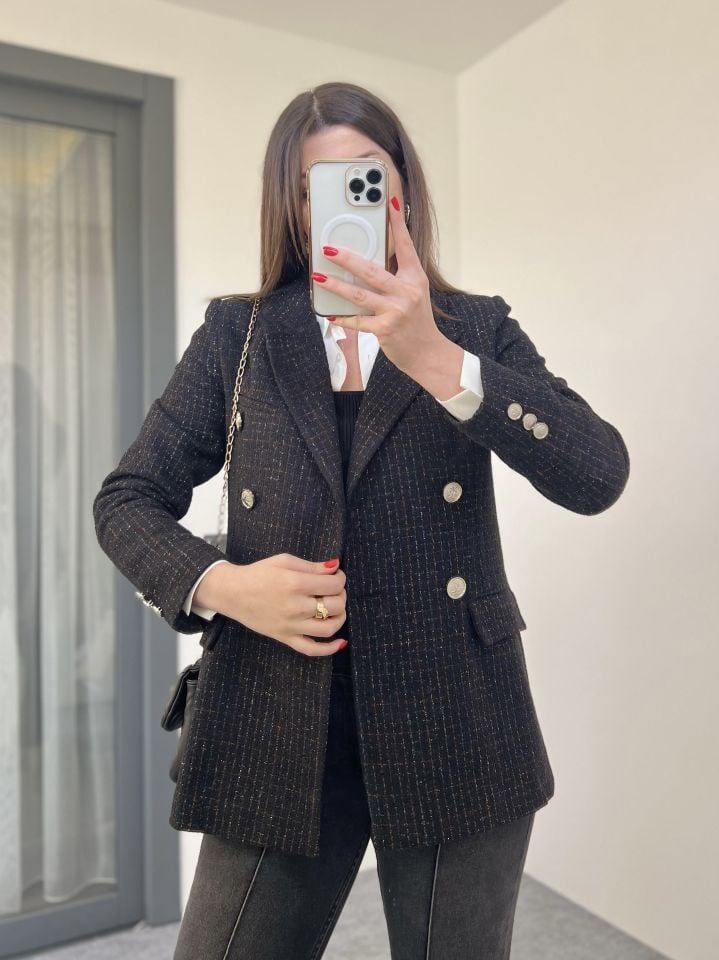Tüvit Simli Blazer Ceket