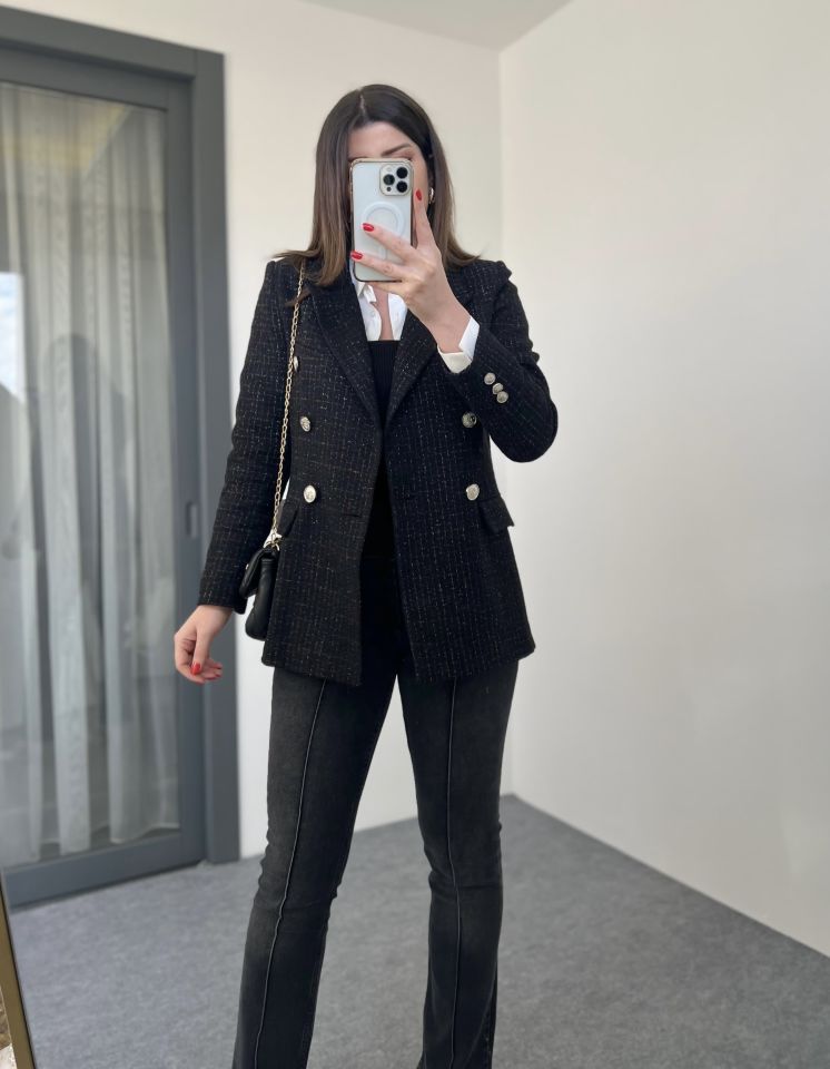 Tüvit Simli Blazer Ceket