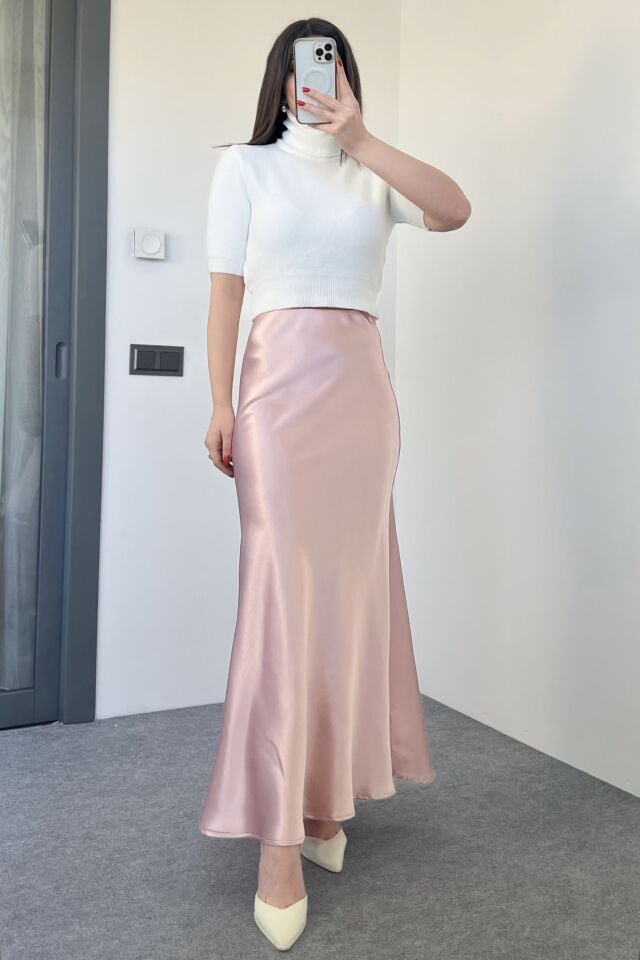 Pembe Beli Lastikli Saten Etek